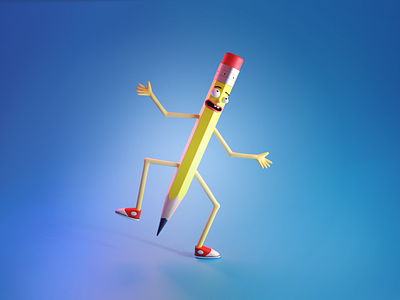 Pencilvester 3d 3d model b3d blender blender3d cartoon character character fanart pencil pencilvester rickandmorty