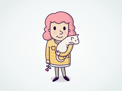 Girl and cat cartoon cat character cute friends girl illustration kid vector