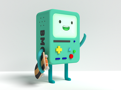BMO 3d 3d model adventure time b3d blender bmo cartoon character fanart gameboy robot skate skateboard