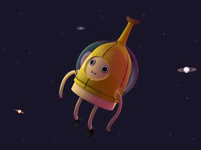 Banana Man 3d 3d model adventure time b3d banana man blender cartoon character cosmos fanart space universe