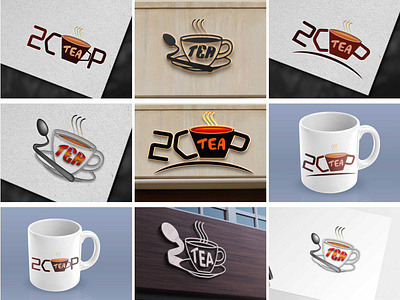 2cup Tea Logo branding business card graphic design logo typography ui ux