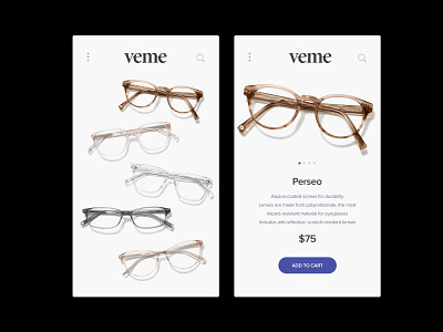 Veme Eyeglasses Store ecommerce logo store ui design website