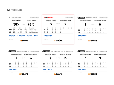 Gameboxes baseball game game stats gamebox gaming mlb previews scores sports sports design
