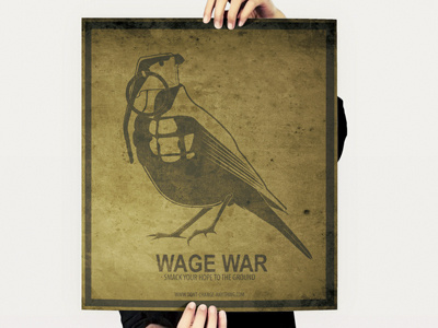 Metamorphosis bird dove granate grenade meta metamorphose metamorphosis mock mockup morphose poster studio up vogel wage war