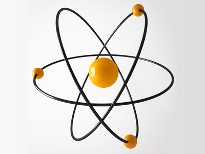 Atom 3d air background black c4d chemical education floating max orange render science studio vray white