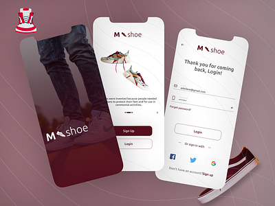 M-shoe app branding design illustration ui ux