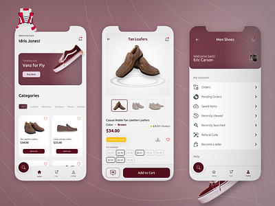 M-shoe app branding design illustration ui ux