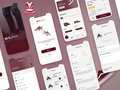 M-shoe app branding design illustration ui ux