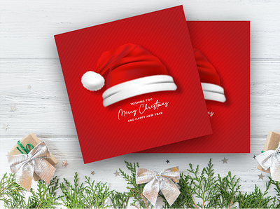 Minimal Santa Claus Greeting Card advertising christmas graphic design illustration poster santa claus santa hat social media post social media template template