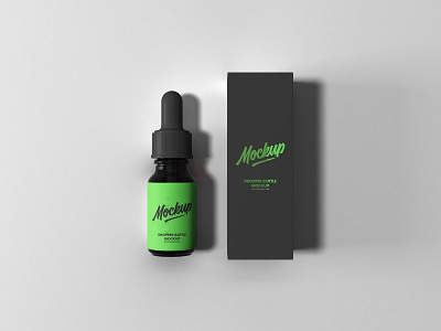 Free Dropper Bottle with Box Mockup bottle box download dropper free mockup psd