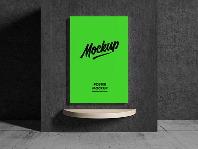 Free Indoor Concrete Poster Mockup branding download free mockup poster psd wall