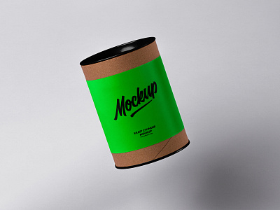 Free Cylinder Kraft Container Mockup