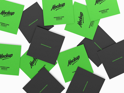 Free Square Business Cards Mockup