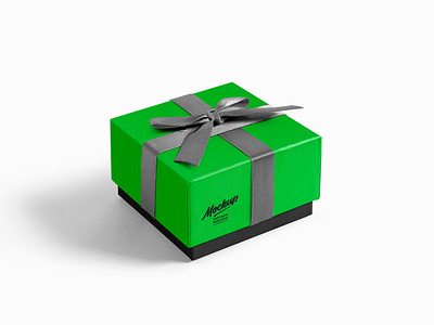 Free Gift Box with Ribbon Mockup