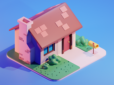 3D Isometric House 3d design illustration