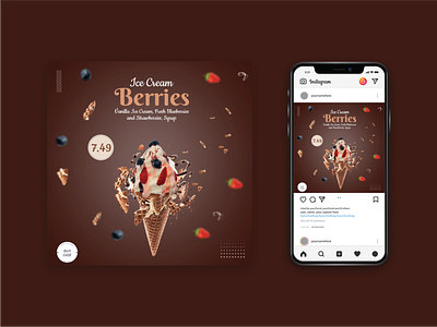 Food flyer Design ice cream berries