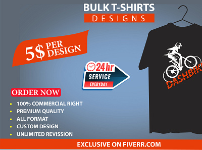 Fiverr Gig branding bulk tshirt custom tshirt design illustration logo t shirt typography