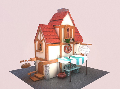 stylized bakery house 3d