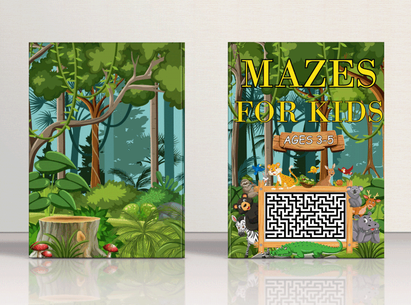 Mazes For Kids amazon book cover book cover design coloring book coloring book for kids cover design for kdp graphic design illustration mazers for kids
