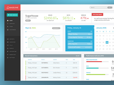 Baseline Dashboard data pos side nav software ui ux web