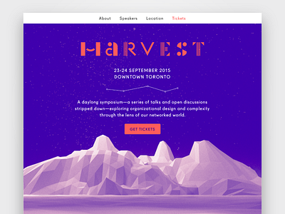 Harvest Conference identity and website concept custom type identity low poly website