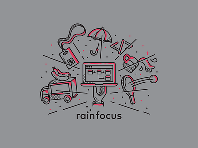 T-shirt Illustration company company culture event food truck illustration laptop offsite rainfocus shirt swag tshirt