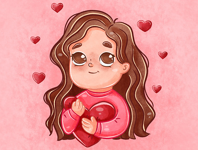 Valentine's Day illustration book illustration cartoon character concept art design girl graphic design illustration illustration for children pink portrait valentines day