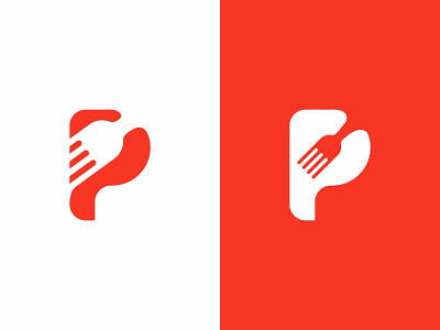 p fork app design initial inspiration logo minimalist restaurant simple