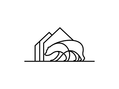 bear house abstract animal bear house initial inspiration line art lineart logo minimalist modern monogram simple