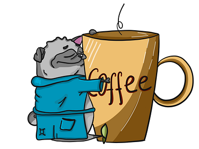 Coffee addict coffee dog happiness morning pug sticker