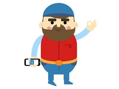 Happy Truck Driver driver fat funny happy illustration man person phone tech truck