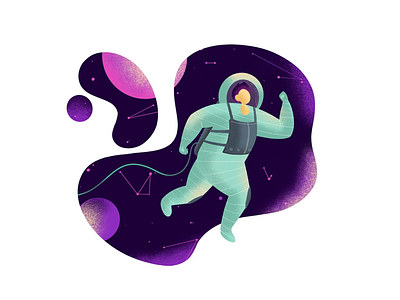To The Moon characterdesign dark green illustration mint moon planets purple space stars suit tothemoon