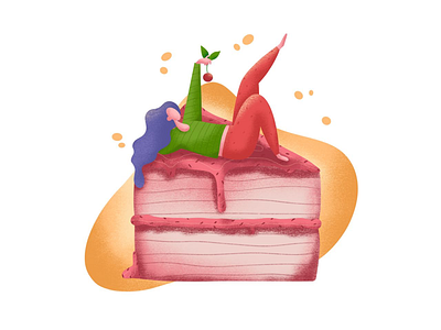 Cherry cake characterdesign cherry happy illustration meaning powerful sweet top woman