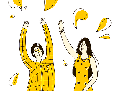 Life is beautiful beautiful character design characters connections cute design emotions happy hello world illustration life light love people style yellow
