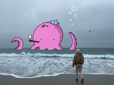 Octopus art beach character characterdesign creature friend fun girl illustraion new ocean octopus photo pink procreate sea