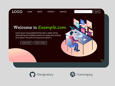 Example Website Design - Hero Section landing page design graphic design namangarg ui ux website