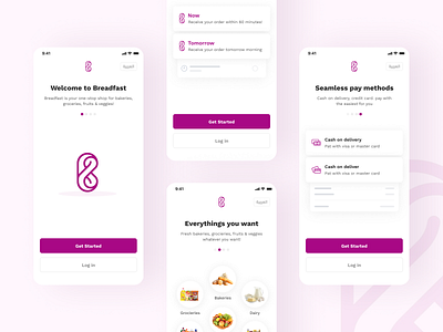 Breadfast - Onboarding Revamping app appdesign delivery design food groceries interaction design pay product design revamp ui ui design uidesign uiux user experience userinterface ux ux design uxdesign