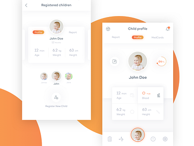 Smarko Health App - Children profile app child health icon illustration medical onboarding ui ux