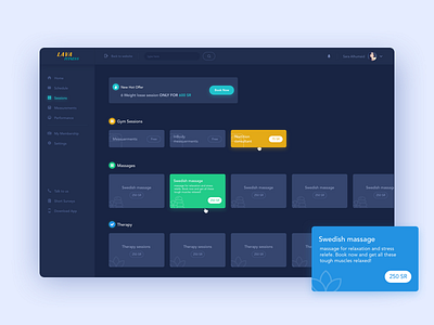 Lava Dashboard - Sessions dark darkui dasboard design fitness flat gym icon sessions sport ui uidesign ux uxdesign web webdesign