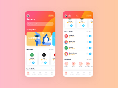 Echo - Browse Offers app appdesign appui design flat offers points product design rewards ui uidesign user experience userinterface ux uxdesign vector