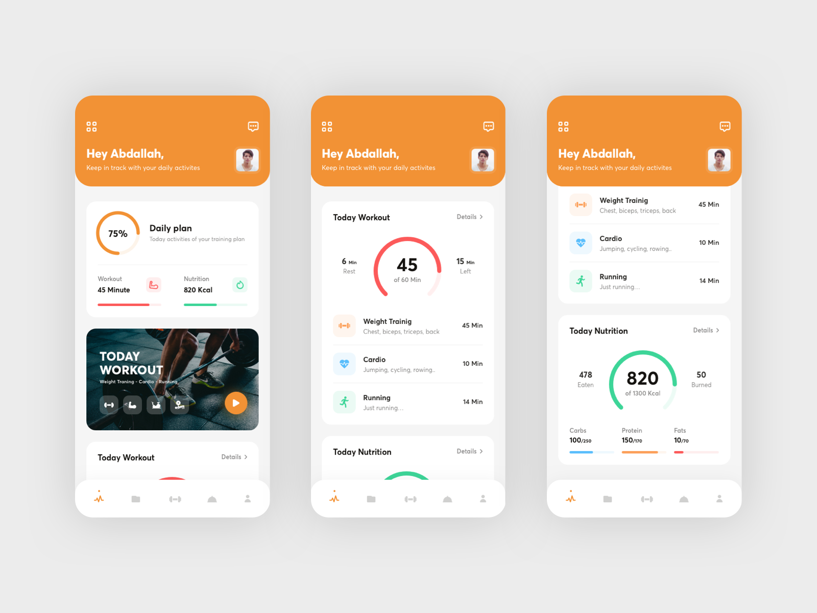 Fitness App - Daily tracker by Abdallah Mostafa on Dribbble