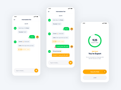 Chatty - Test app app design appdesign chat complete conversion design flat message product design quiz succes test ui uidesign user experience user interface userinterface ux uxdesign