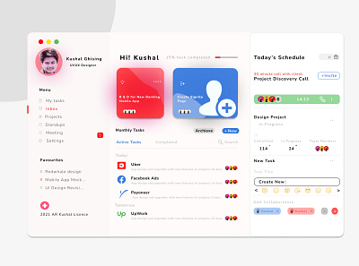 personal time schedule(work schedule) dashboard ui