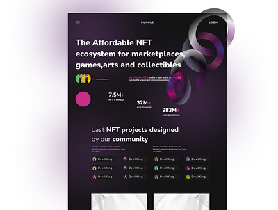 NFT Ecosystem dashboard landing page nft ui