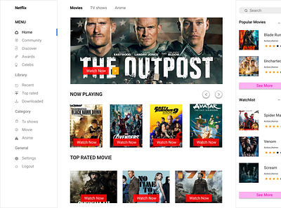 Netflix Landing page dashboard design landing page movie dashboard netflix ui