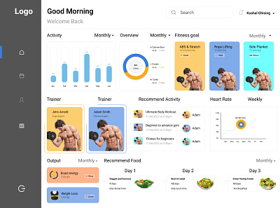 GYM Dashboard dashboard design gym landing page ui