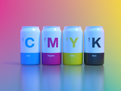 CMYK Cans 3d adobedimension candesign cmyk color packagedesign rendertest