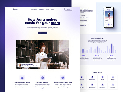 Aura Website – How it works page 3d icons interface landing page minimalist ui ux web website