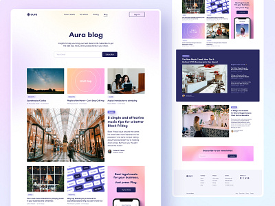 Aura Website – Blog blog design gradient graphic design interface minimalist music ui ux web website