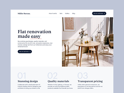 Müller Bureau – Style Exploration design interface interior minimalist real estate typography ui ux web website